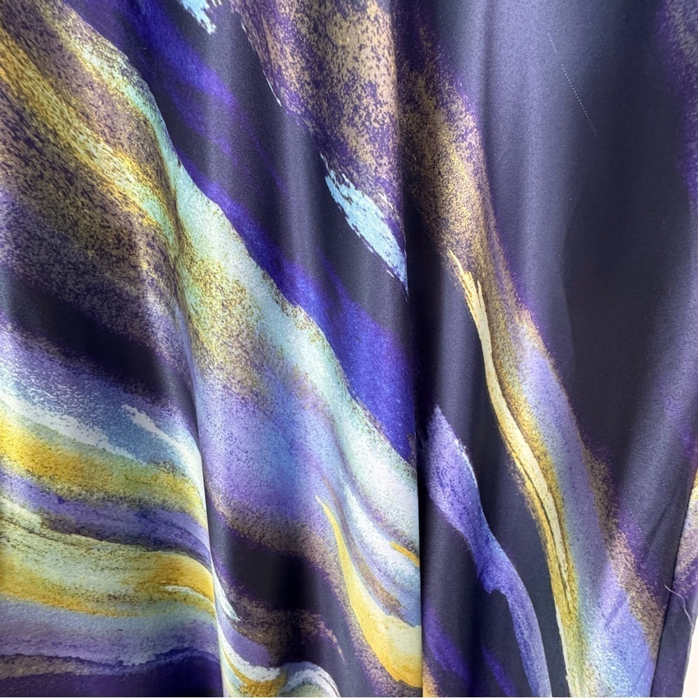 NWT Vince Camuto Abstract Print Knot Front Satin Halter Gown in Multi Size 8 - Picture 12 of 14